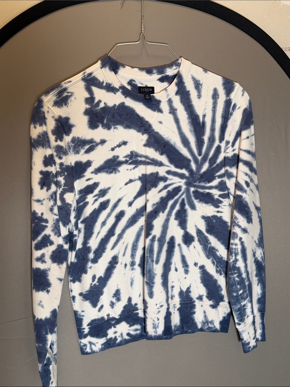 J. Crew Men’s Navy and White Tie-Dye Crewneck Sweater
